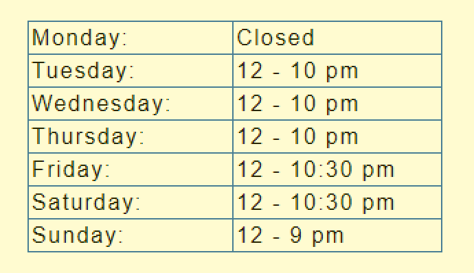 gallery/opening hours